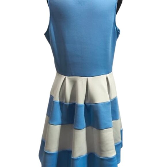 Karin Stevens Light Blue and White Flare Dress Women's Size Medium - Picture 5 of 7
